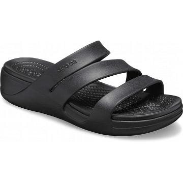 Crocs Monterey Snörade Kilklack Dam Svarta | Sverige 0632ILHS